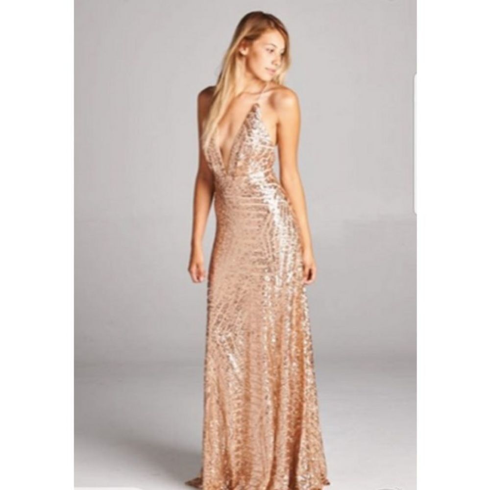 Rubber Ducky Rose Gold Sequinned Dress Size L NWT
